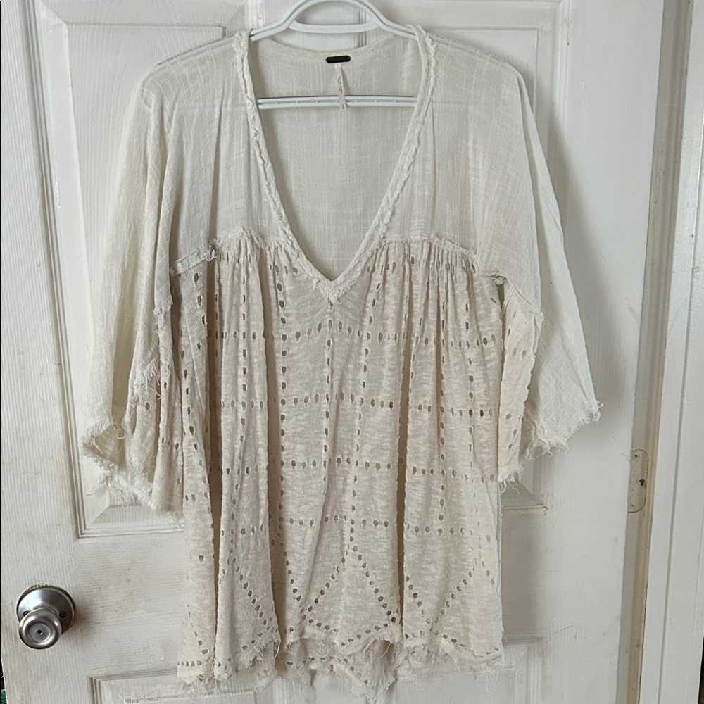Free People Cream Boho Top
